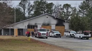 Ladder truck catches on fire inside Spalding County fire station
