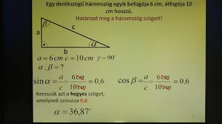 Trigonometria 02 szögek és oldalak visszafejtése.