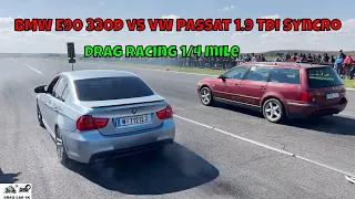 BMW E90 330D vs VW Passat 1.9 TDI Syncro drag racing 1/4 mile 🚦🚗 - 4K UHD