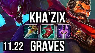 KHA'ZIX vs GRAVES (JNG) | 3.2M mastery, Rank 7 Kha, 900+ games, 9/2/7 | KR Grandmaster | 11.22