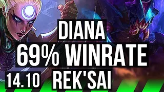 DIANA vs REK'SAI (JGL) | 11/1/6, 69% winrate, Legendary | EUW Diamond | 14.10