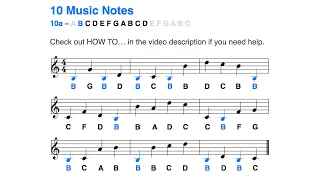 Learn to read music notes in less than 2 minutes: B (10 notes, G (treble) clef - 2024)