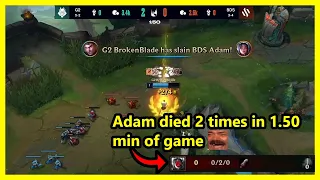 Adam died 2 times in 2 minutes in LEC - G2 vs BDS