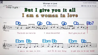 Woman in love/Barbra Streisand💋노래방, 가라오케, 코드 큰 악보,반주,가사💖Karaoke, Sheet Music, Chord, MR