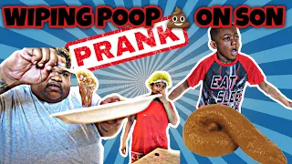 WIPING FAKE POOP ON MY SON PRANK (HILARIOUS)