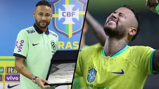 Neymar emotional receiving homage for the mark of the best scorer of the Brazil, surpassing Pelé