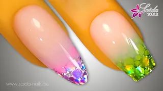 WOW EFFECT guaranteed! TUTORIAL: ROSE Glitter Gradient Nails! Very popular in nail salons