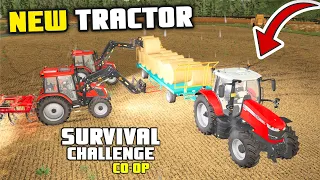 NEW TRACTOR ON THE FARM!! | Survival Challenge CO-OP | FS22 - Episode 14