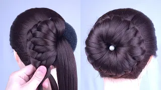 10 Easy And Beautiful Bun Hairstyles With 1 Donut | Simple Braided Bun Hairstyle For Ladies - Part 1