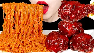 ASMR SPICY FIRE NOODLES FRIED CHICKEN 직접 만든 양념치킨 불닭볶음면 먹방 COOKING EATING SOUNDS MUKBANG 咀嚼音チキン