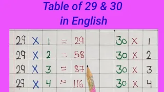 Learn table of 29 and 30 in English। multiplication tables। table of 29। table of 30।29 ki table।