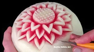 Simple Watermelon Flower Style - Int Lesson 1 By Mutita Art Of Fruit And Vegetable Carving Video