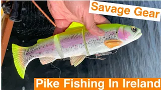 Pike fishing Lough Derg In Ireland with Savage Gear 4D Line Thru Trout lures 🐊
