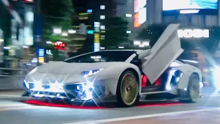 【渋谷ジャック】ド派手な電飾ランボルギーニが爆音空ぶかしで続々登場！スーパーカー加速サウンド/ Supercar Acceleration Sound