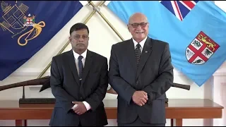 Fijian President officiates at the swearing-in ceremony for the Acting Chief Justice Kamal Kumar