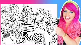 Coloring Barbie Fashion & Pets Coloring Pages | Barbie GIANT Coloring Videos | Crayons & Markers