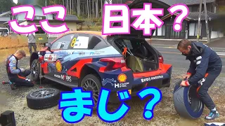 WRC Rally Japan 2022   Day4【 O.タナック選手】怒涛のタイヤ交換！Ott Tänak's tire change work. SS16~18岩村リエゾン、