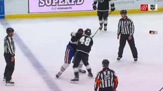 Brendan Lemieux tussles with Klim Kostin.