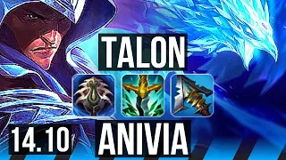 TALON vs ANIVIA (MID) | 67% winrate, 6 solo kills, Dominating | EUW Master | 14.10