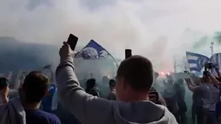 Gent fans verwelkomen hun spelers voor Gent - Brugge (08/04/18)