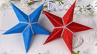 3D Звезда из глиттерного фоамирана / Diy 3D Star Christmas Glitter Foam Paper