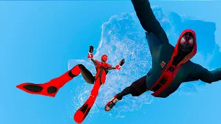 GTA 5-Highest Places Match-Miles Morales VS SpiderMan Ends Of The Earth-Epic Ragdolls And Fails #125