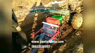 15HP Walking tractor  ---Working video of peanut seeding and laminating machine