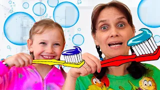 Alena and Mom morning routine and Brush your Teeth Song by Chiko TV