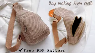 DIY Sling Backpack Sewing from Cloth 🙌 Bag Making at Home