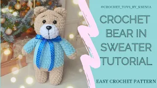 EASY CROCHET TEDDY BEAR PATTERN | CROCHET PLUSH BEAR TUTORIAL | AMIGURUMI TUTORIAL FOR BEGINNERS