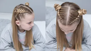 PEINADO FACIL PARA NIÑAS CON TRENZAS PEGADAS Y CABELLO SUELTO - TRENZAS PEGADAS PASO A PASO