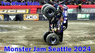 V#357 Monster Jam Seattle 2024 | TWO-WHEEL SKILLS | Full Action | Lumen Field - Seattle, WA