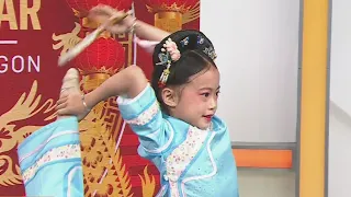 Young performer previews Lion Dance for Chinese Lunar New Year