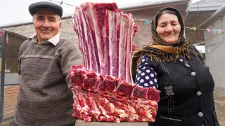 Special for Novruz: Extremely JUICY BEEF RIBS Baked in the Oven! Life in Azerbaijan Village!