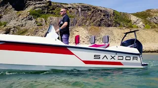 Saxdor Yachts 200 Sport slow drive past  with idealboat.com and @dragonflight drones aerial imagery