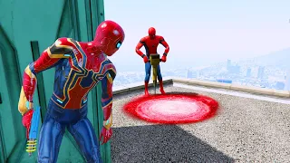 GTA 5 Random Portals #51 (Secret Location/Spiderman Epic Jumps Into Red Portal!)