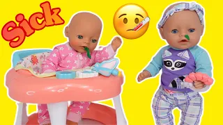 Baby Born Dolls are Sick Morning Routine feeding and changing baby doll