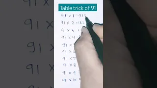 Table trick of 91 | 91 ka table  #youtubeshorts #shortsfeed #mathtrick # #tabletrick