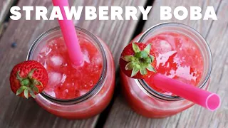 making strawberry fruit boba