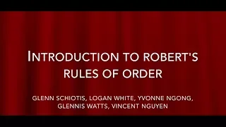 Basics of Robert's Rules