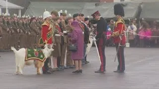 The Queen presents leeks to Royal Welsh for St David's Day