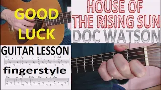 HOUSE OF THE RISING SUN - DOC WATSON fingerstyle GUITAR LESSON