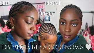 DIY Alicia Keys Cornrow Braids on Myself | Beginner Friendly *step by step* 🤍🌽