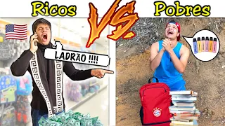 RICOS VS POBRES GANHANDO MATERIAL ESCOLAR NOVO #63 (2024)