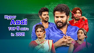 Hyper Aadi Top 5  Skits in 2021 | Jabardasth | 29th August 2023 | Hyper Aadi, Sudigali Sudheer