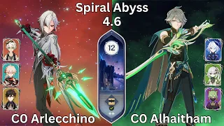 Spiral Abyss 4.6 Floor 12 Full Star Clear C0 Arlecchino/C0 Alhaitham Genshin Impact