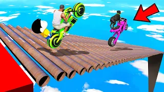 SHINCHAN AND FRANKLIN TRIED THE IMPOSSIBLE MULTI PIPES MEGA RAMP JUMP CHALLENGE GTA 5