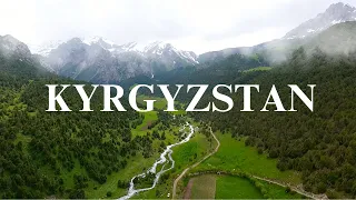 Fly over nature of Kyrgyzstan beautiful nature scenery with relaxing music