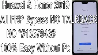 Huawei & Honor 2019 All FRP Bypass Google Account Remove 100% Easy Without Pc Android 9/8