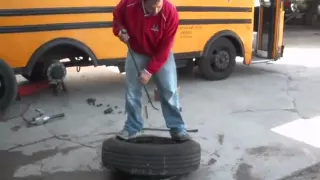 Changing a School Bus Tire